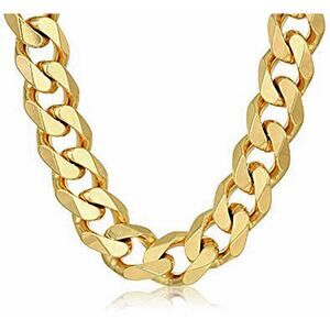 IP Gold Plated, Stainless Steel, Cuban Curb Chain Necklace, 14 mm, 24"